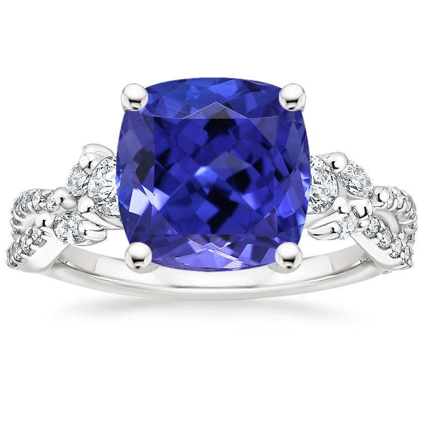18K White Gold Luxe Willow Three Stone Diamond Ring (1/2 ct. tw.), large top view