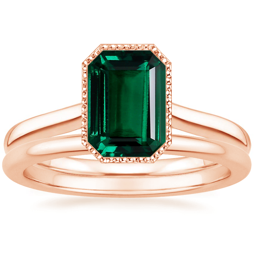 14K Rose Gold Margot Ring with Petite Comfort Fit Wedding Ring