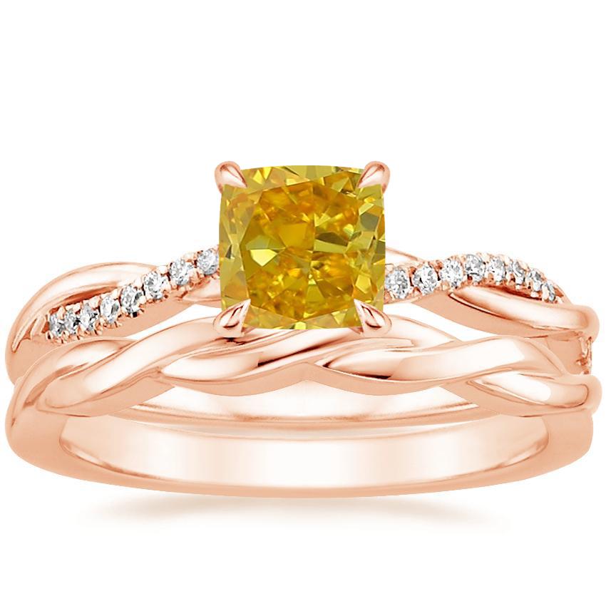 14K Rose Gold Petite Twisted Vine Diamond Ring (1/8 ct. tw.) with Twisted Vine Ring