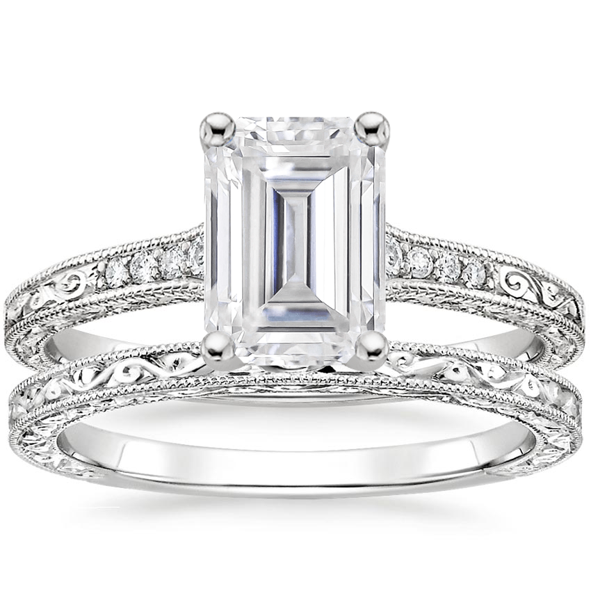 PT Moissanite Luxe Hudson Diamond Bridal Set, top view