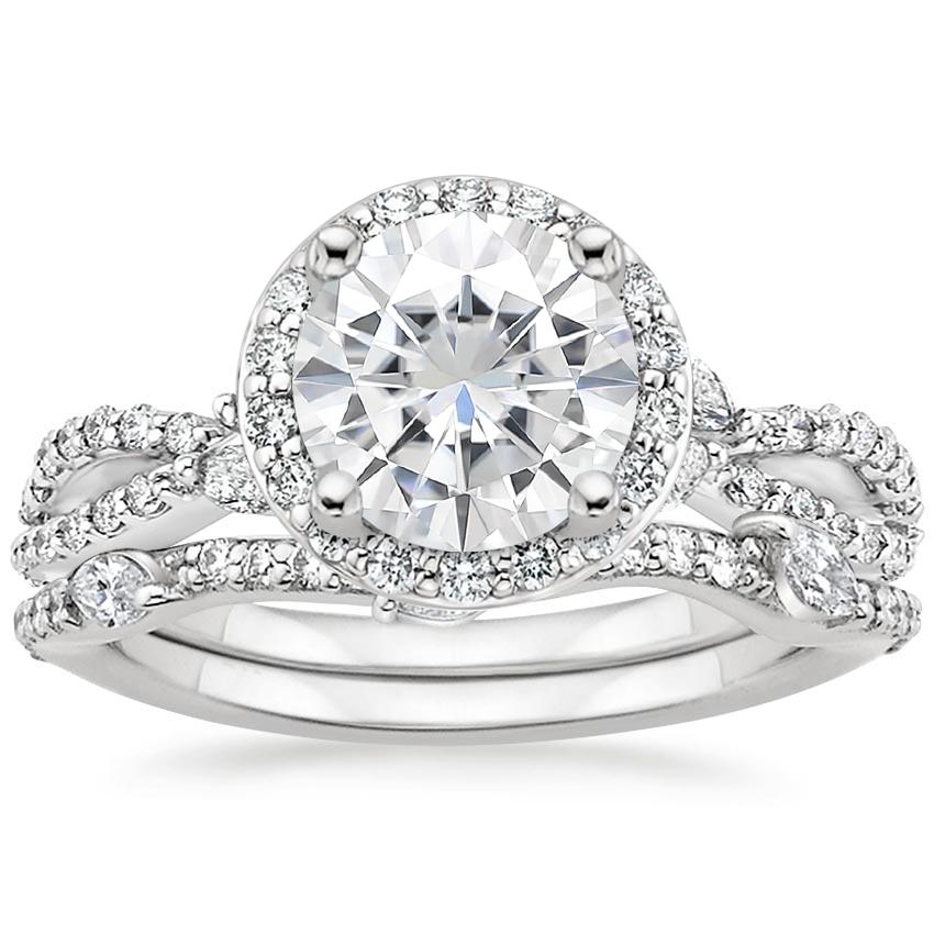 18KW Moissanite Luxe Willow Halo Diamond Bridal Set (5/8 ct. tw.), top view