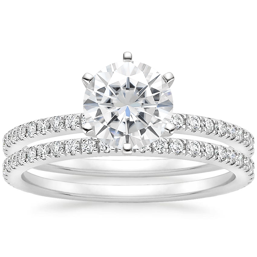 18KW Moissanite Six Prong Luxe Ballad Diamond Ring with Luxe Ballad Diamond Ring (1/4 ct. tw.), top view