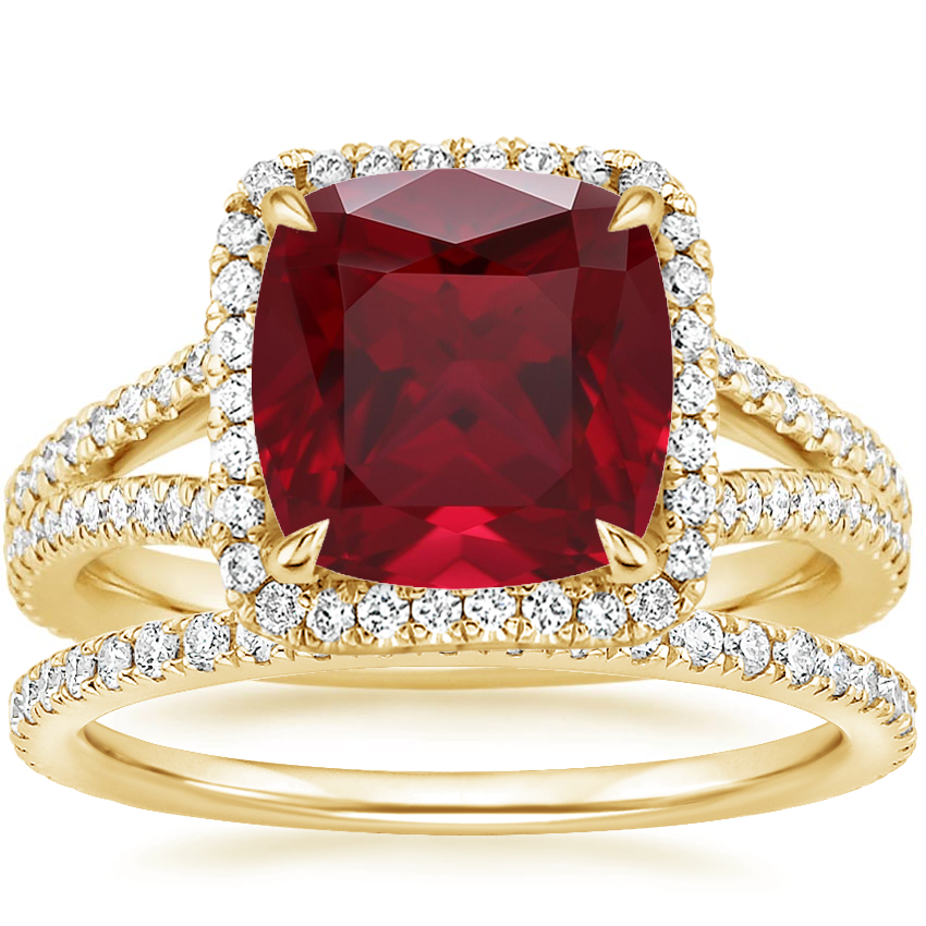18K Yellow Gold Fortuna Diamond Ring (1/2 ct. tw.) with Luxe Ballad Diamond Ring (1/4 ct. tw.)