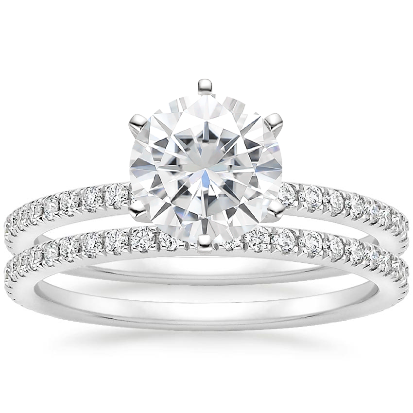 18KW Moissanite Six Prong Luxe Ballad Diamond Ring with Luxe Ballad Diamond Ring (1/4 ct. tw.), top view