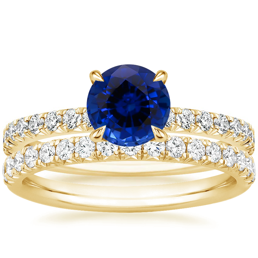18KY Sapphire Amelie Diamond Bridal Set, top view