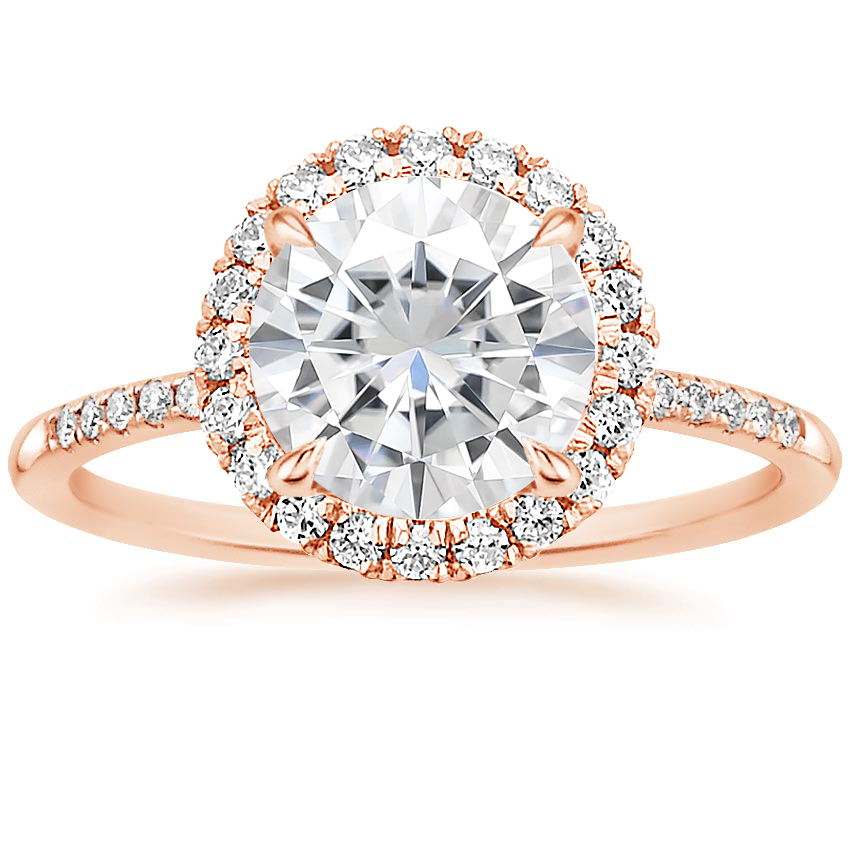 14K Rose Gold Cambria Halo Diamond Ring, large top view