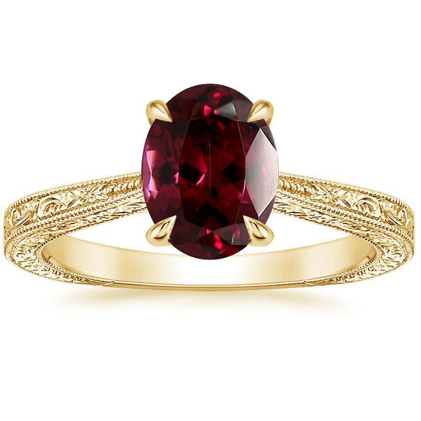 18K Yellow Gold Elsie Engraved Ring, large top view