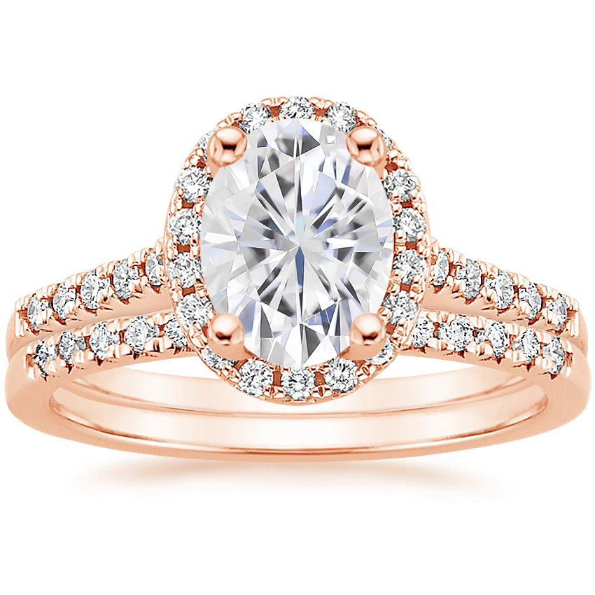 14KR Moissanite Odessa Diamond Ring (1/5 ct. tw.) with Sonora Diamond Ring (1/8 ct. tw.), top view