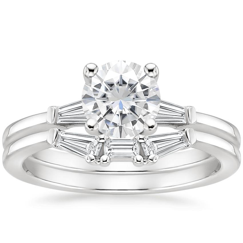 PT Moissanite Tapered Baguette Diamond Bridal Set, top view