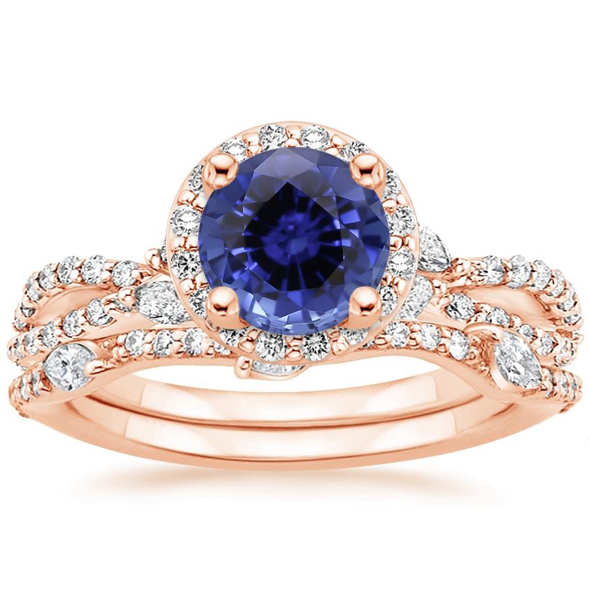 14KR Sapphire Luxe Willow Halo Diamond Bridal Set (5/8 ct. tw.), top view