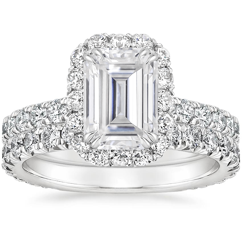 PT Moissanite Luxe Sienna Halo Diamond Bridal Set (1 3/8 ct. tw.), top view