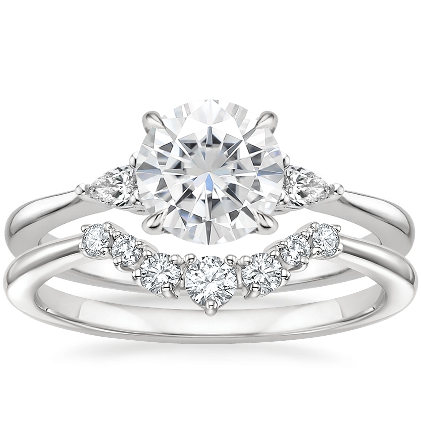 18KW Moissanite Aria Contoured Diamond Bridal Set, top view