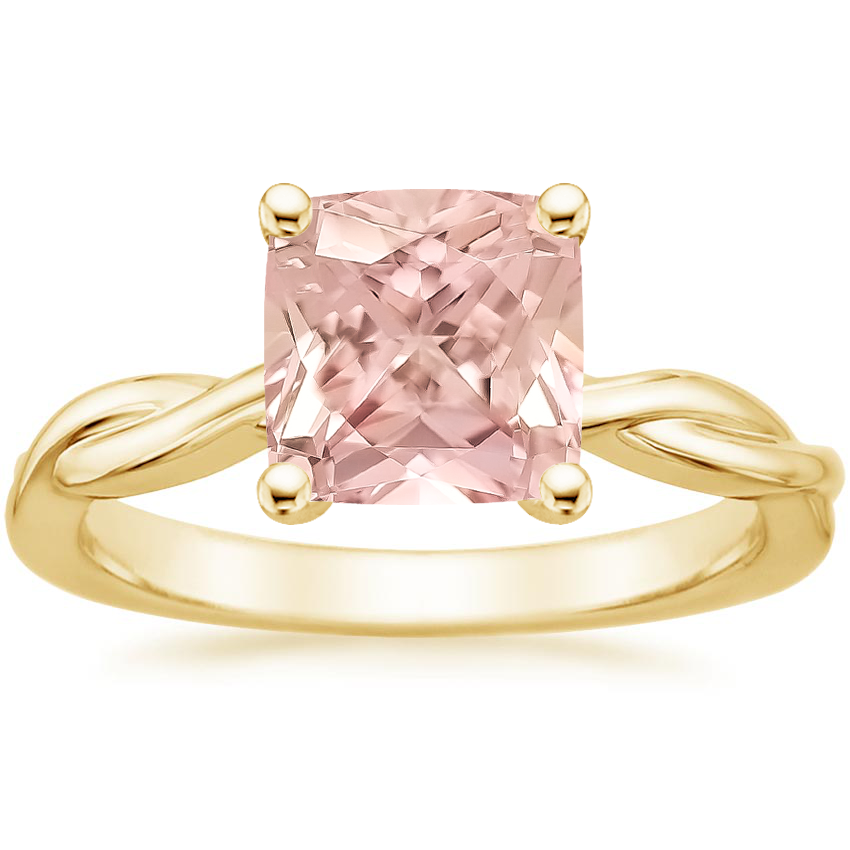 18K Yellow Gold Twisted Vine Solitaire Ring, large top view
