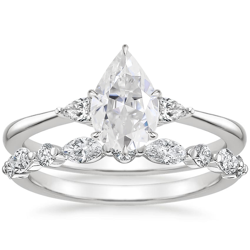 PT Moissanite Aria Diamond Ring (1/10 ct. tw.) with Versailles Diamond Ring (3/8 ct. tw.), top view