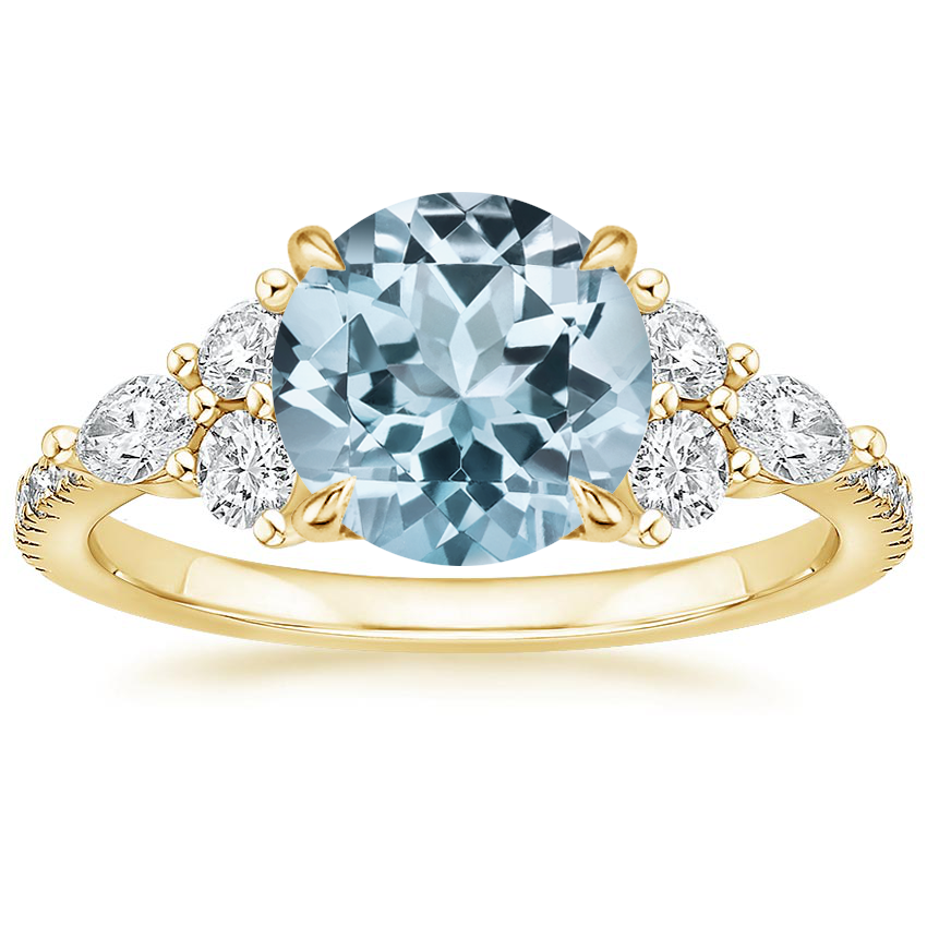 Yellow Gold Aquamarine Luxe Nadia Diamond Ring (1/2 ct. tw.)