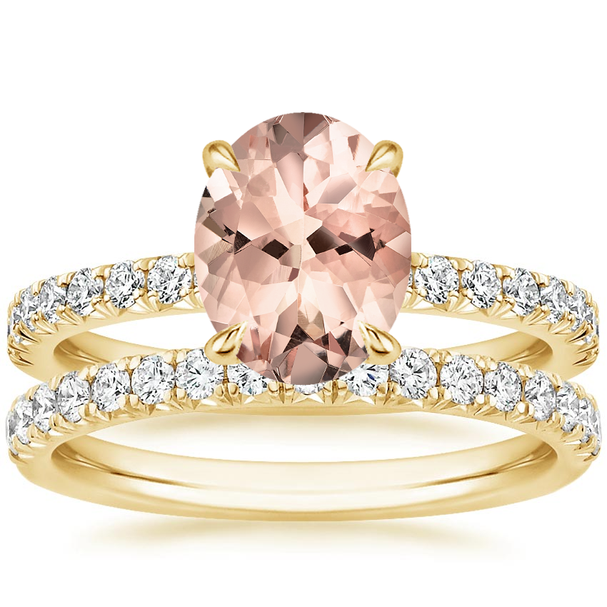 18KY Morganite Amelie Diamond Bridal Set, top view