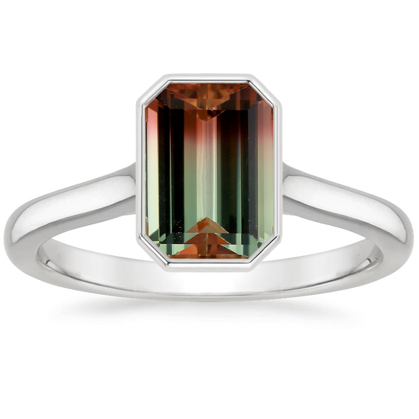 Platinum Luna 2mm Bezel Ring, large top view