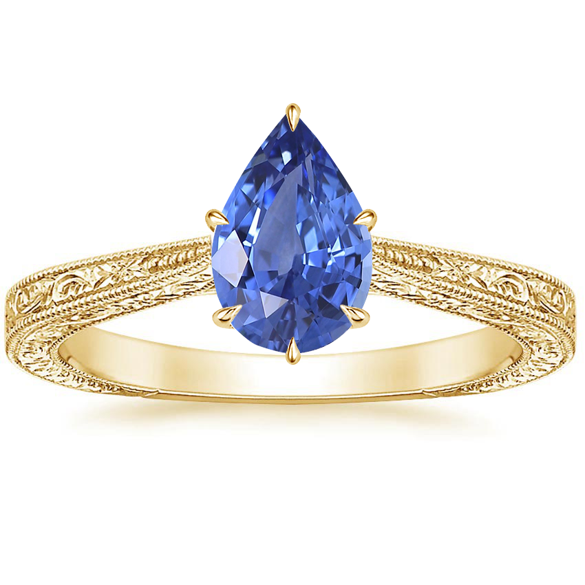 14K Yellow Gold Elsie Engraved Ring, large top view
