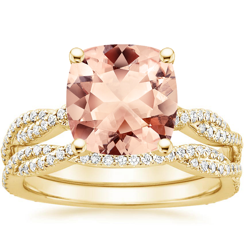 18KY Morganite Petite Luxe Twisted Vine Bridal Set (1/2 ct. tw.), top view