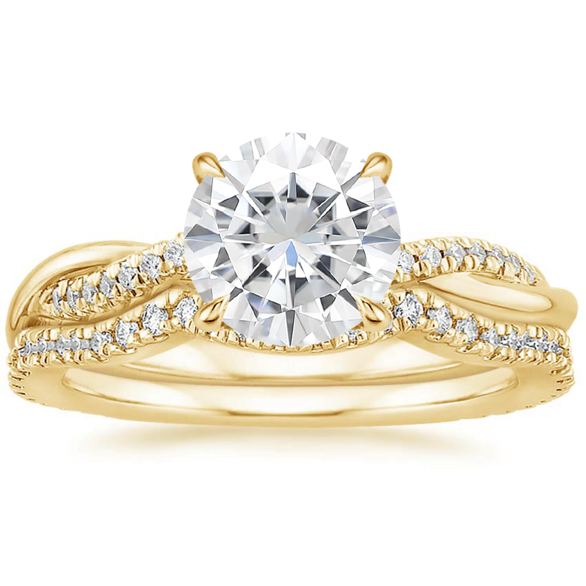 18KY Moissanite Petite Twisted Vine Contoured Diamond Bridal Set (1/3 ct. tw.), top view