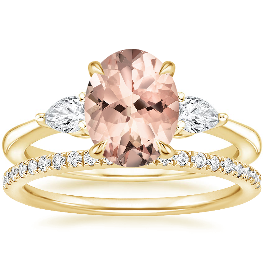 18K Yellow Gold Petite Opera Diamond Ring (1/4 ct. tw.) with Ballad Diamond Ring (1/6 ct. tw.)