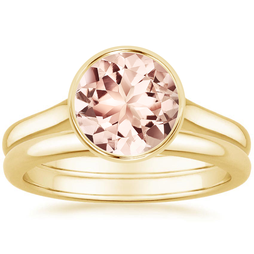 18KY Morganite Luna Bridal Set, top view