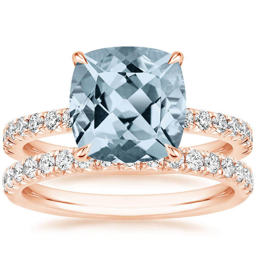 14KR Aquamarine Amelie Diamond Bridal Set, top view