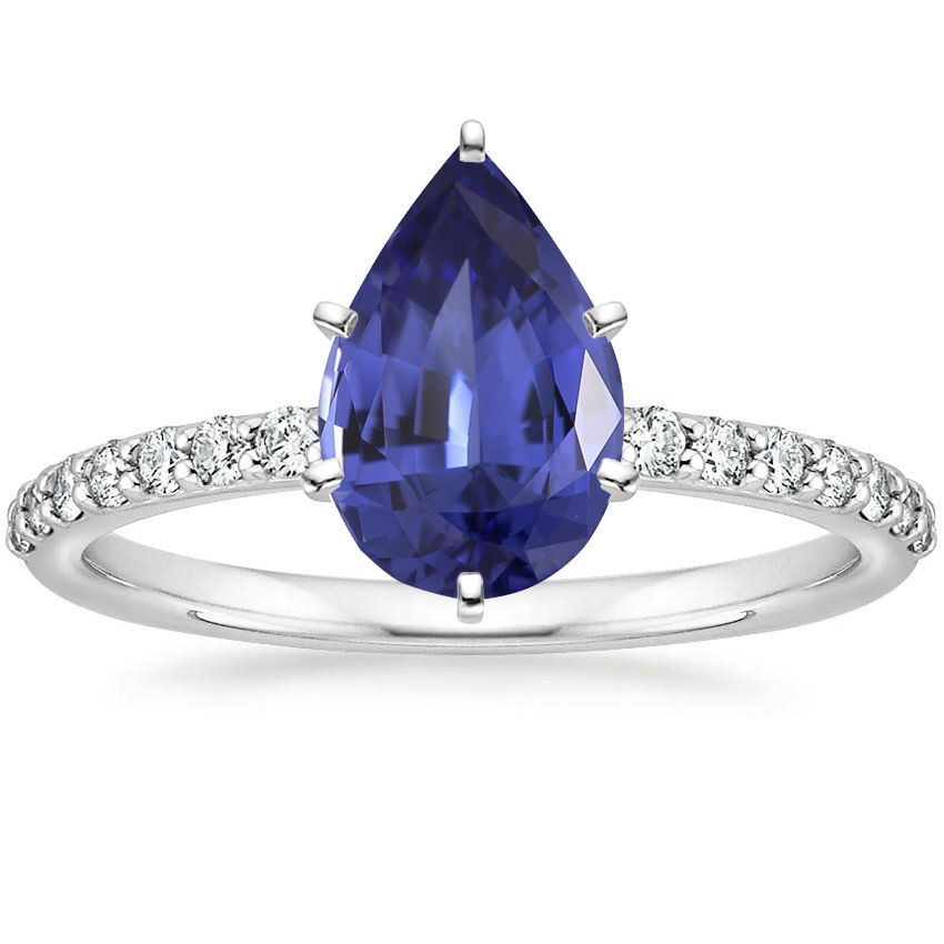 18K White Gold Petite Shared Prong Half Coverage Diamond Ring, large top view