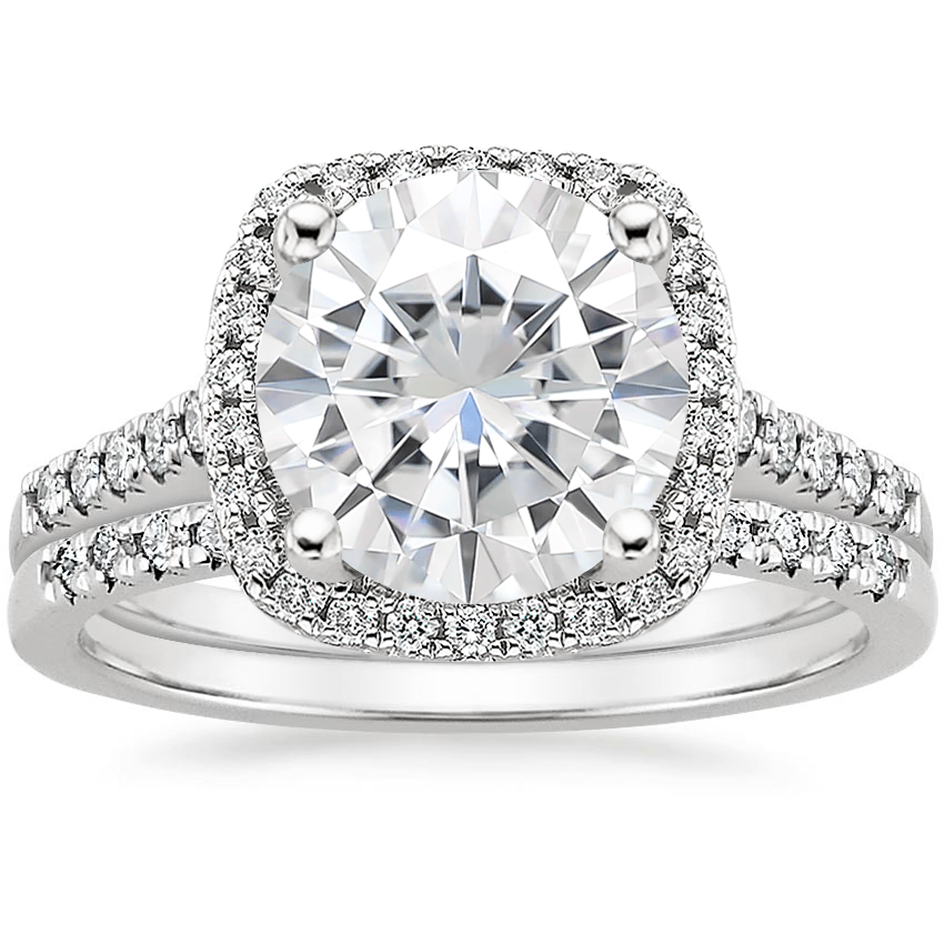 PT Moissanite Odessa Diamond Ring (1/5 ct. tw.) with Sonora Diamond Ring (1/8 ct. tw.), top view