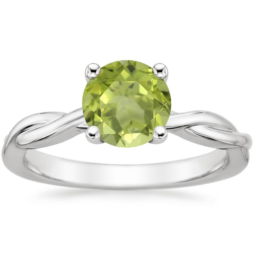 18K White Gold Twisted Vine Solitaire Ring, large top view
