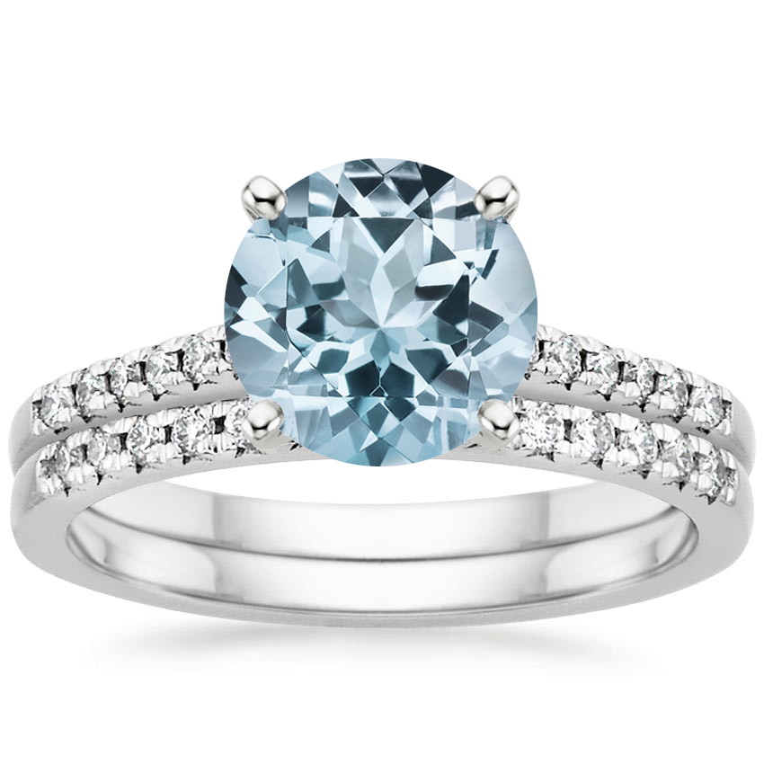 18KW Aquamarine Sonora Diamond Bridal Set (1/4 ct. tw.), top view