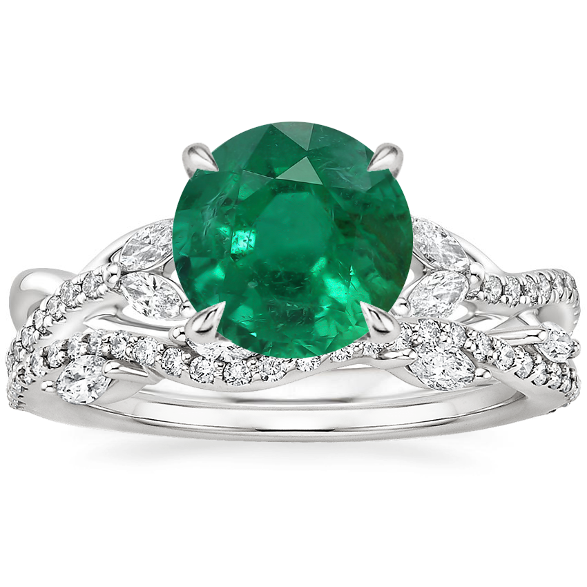 18K White Gold Garland Diamond Ring with Luxe Winding Willow Diamond Ring (1/4 ct. tw.)