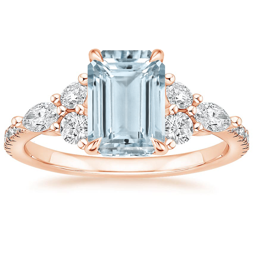 Rose Gold Aquamarine Luxe Nadia Diamond Ring (1/2 ct. tw.)