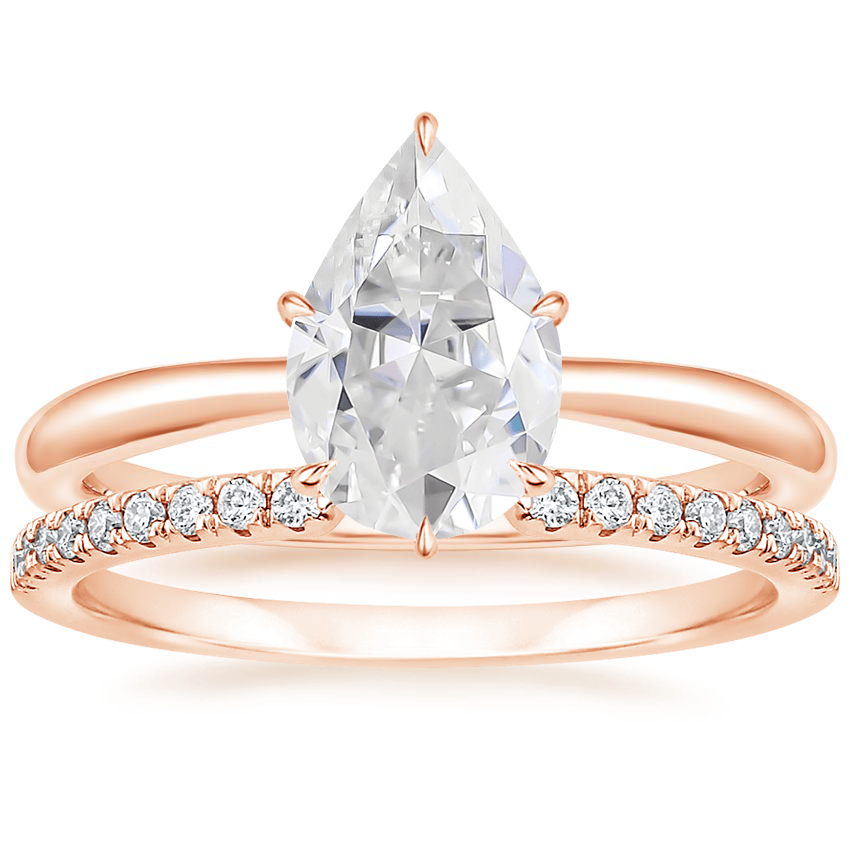 14KR Moissanite Freesia Ring with Sia Diamond Open Ring, top view