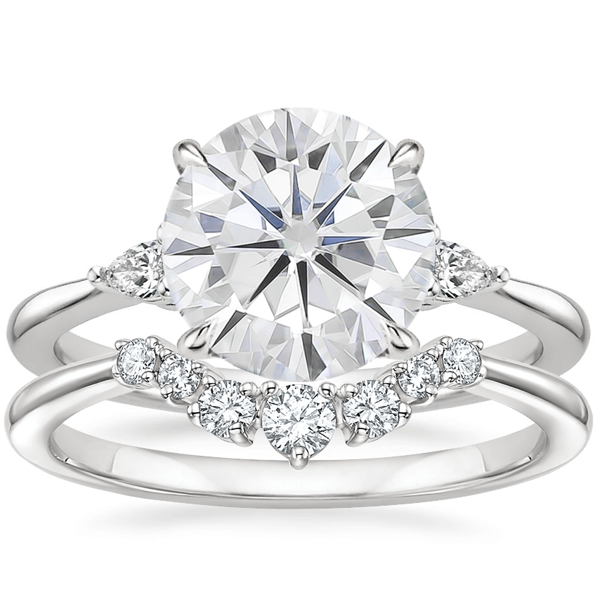 18KW Moissanite Aria Contoured Diamond Bridal Set, top view