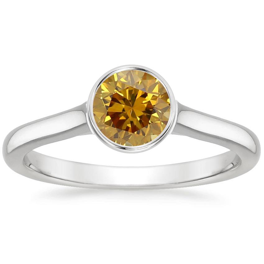 18K White Gold Luna 2mm Bezel Ring, large top view