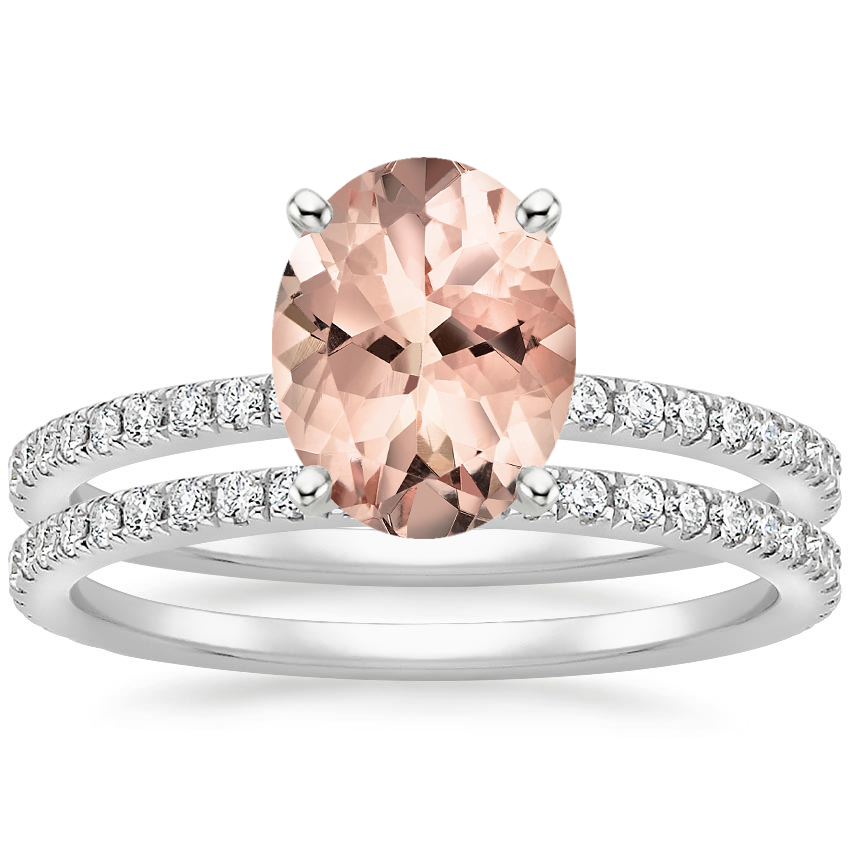 18KW Morganite Luxe Ballad Bridal Set (1/2 ct. tw.), top view