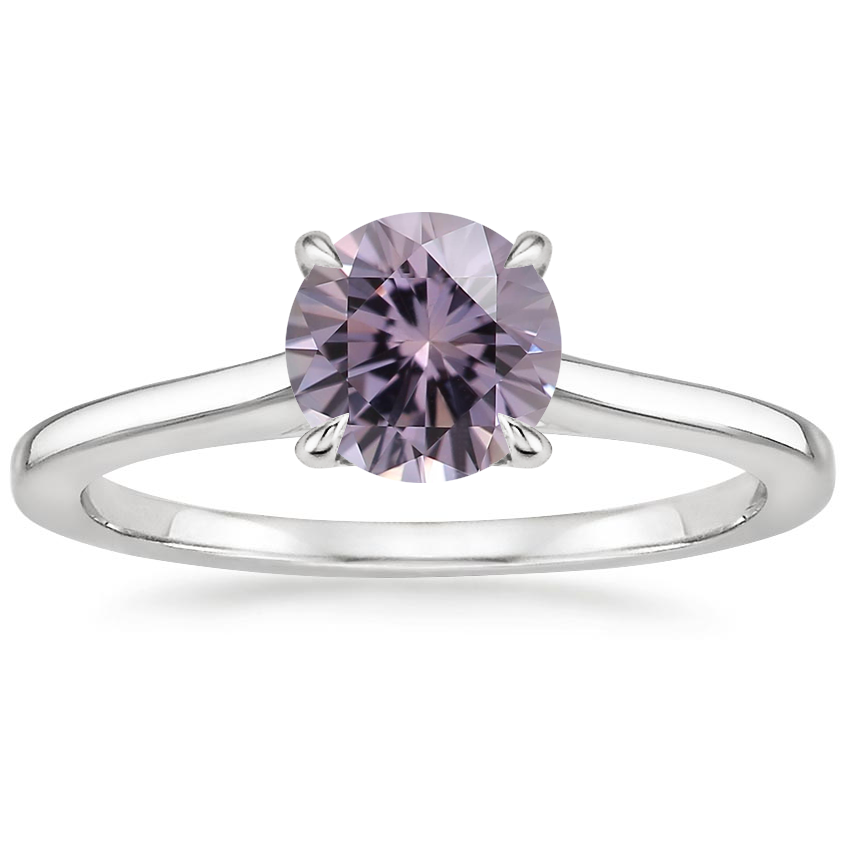14K White Gold 1.4mm Provence Solitaire Ring, large top view