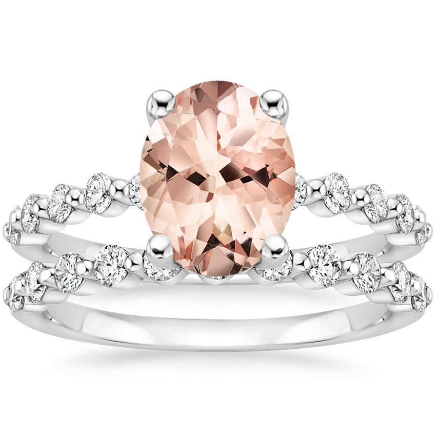 18KW Morganite Marseille Diamond Bridal Set (1/2 ct. tw.), top view