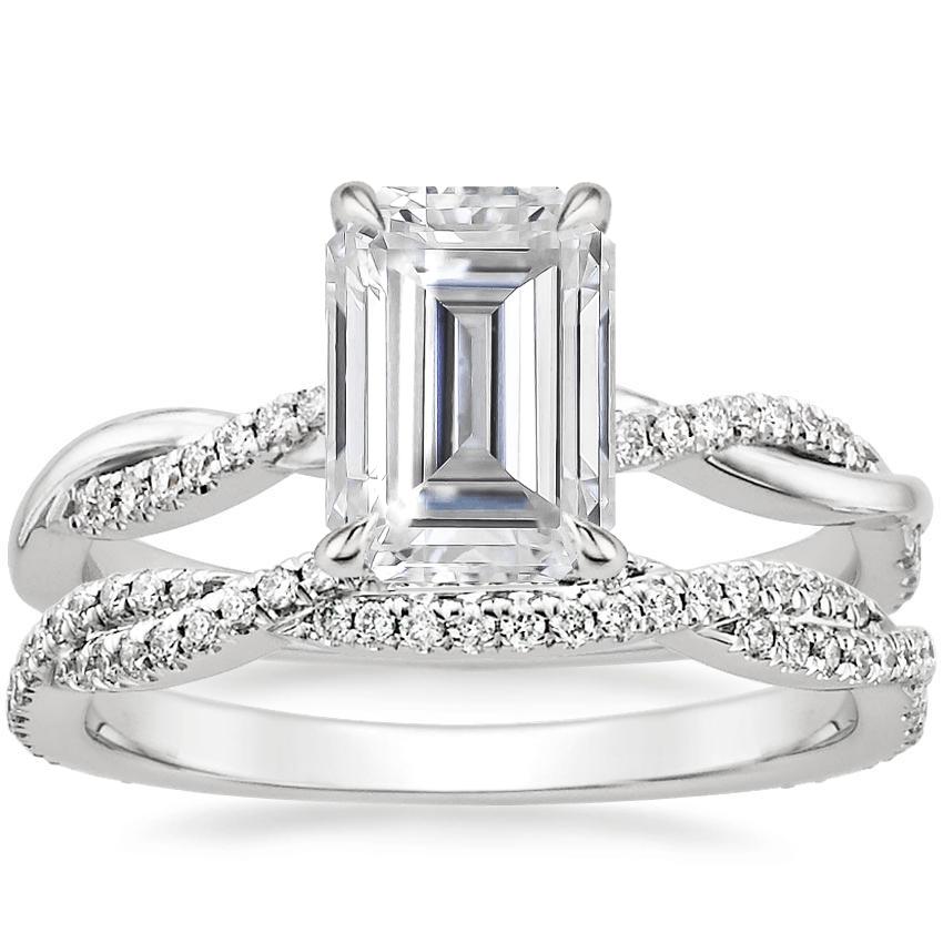 18K White Gold Petite Twisted Vine Diamond Ring 1 8 ct. tw. with