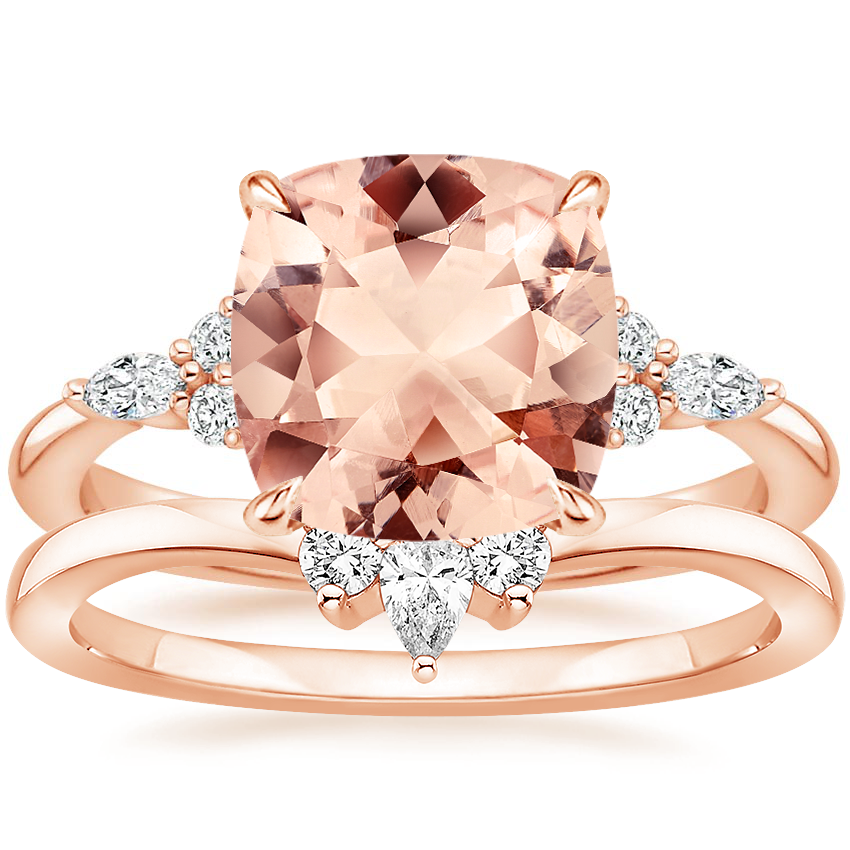 14KR Morganite Nadia Diamond Bridal Set, top view