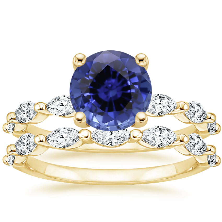 18KY Sapphire Joelle Diamond Bridal Set (3/4 ct. tw.), top view