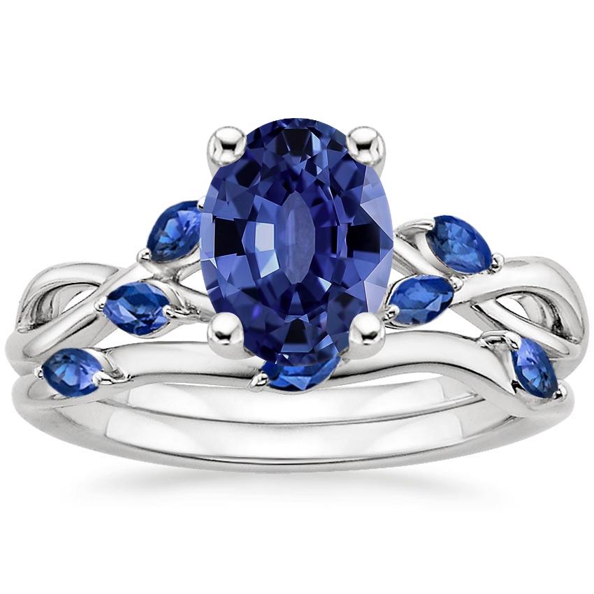 18KW Sapphire Willow Bridal Set With Sapphire Accents, top view