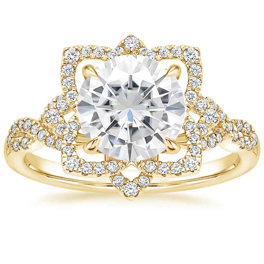 Yellow Gold Moissanite Lily Diamond Ring