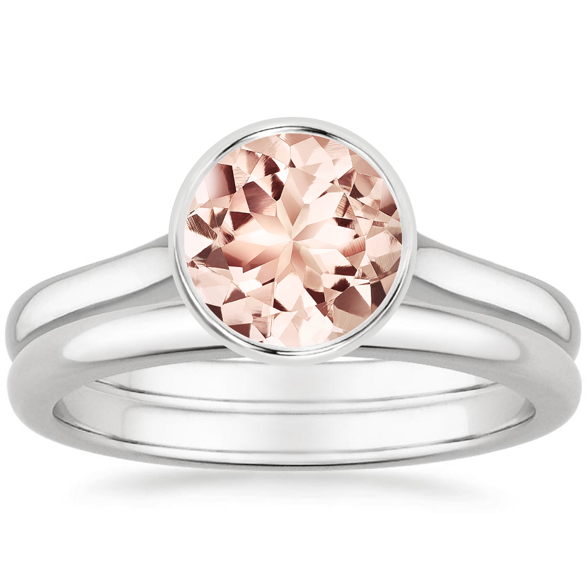 18KW Morganite Luna Bridal Set, top view