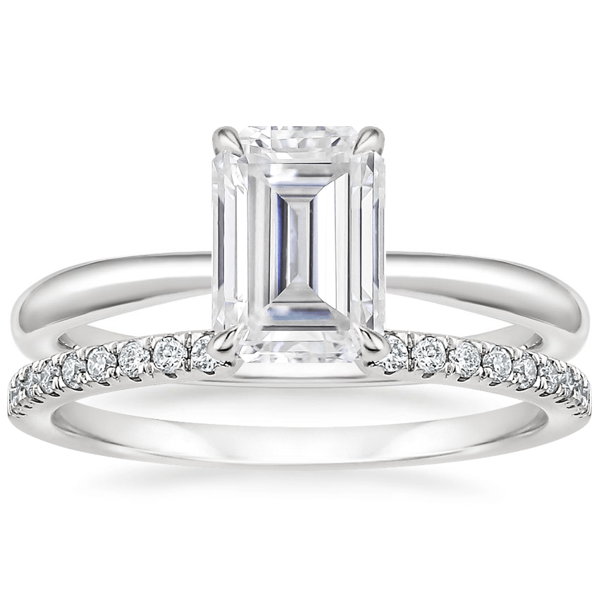 PT Moissanite Freesia Ring with Sia Diamond Open Ring, top view