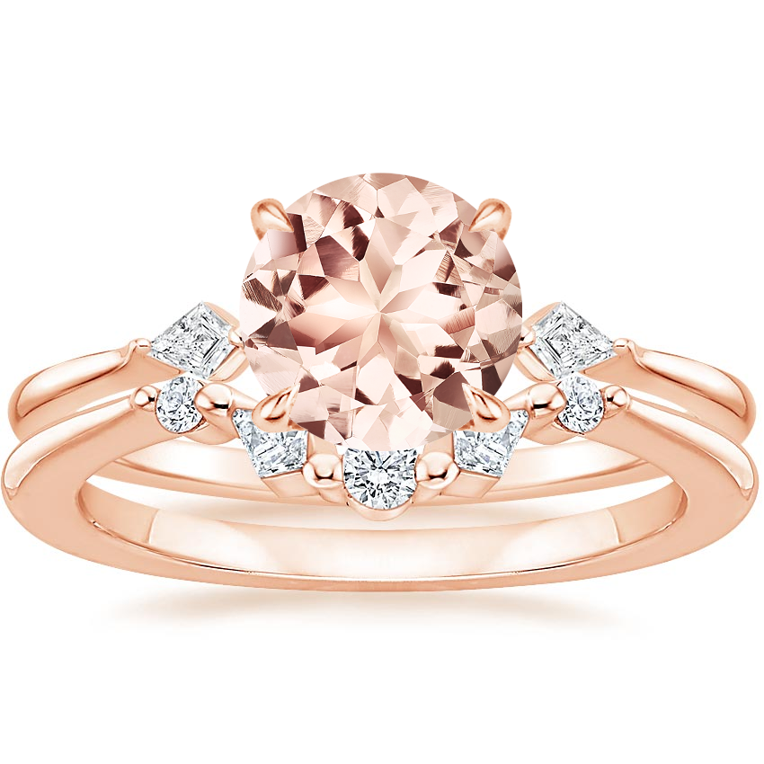 14KR Morganite Cometa Diamond Bridal Set, top view