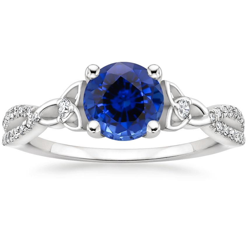 18K White Gold Luxe Celtic Love Knot Diamond Ring, large top view