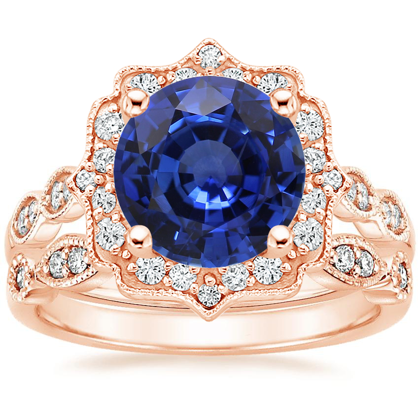 14K Rose Gold Cadenza Halo Diamond Ring with Tiara Diamond Ring 1