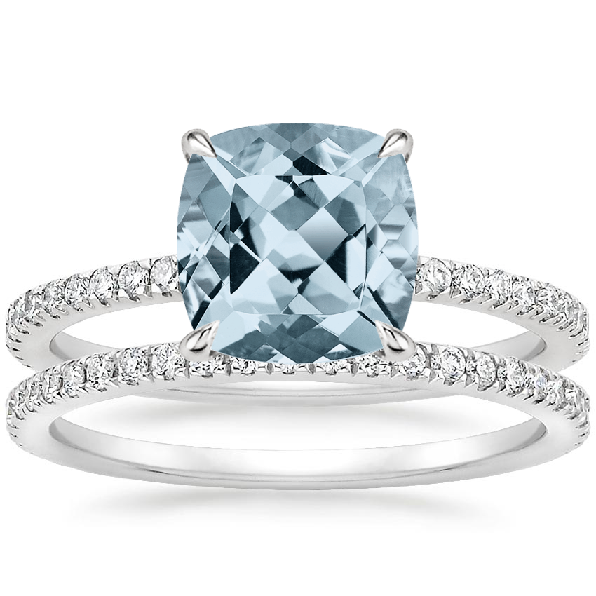 18KW Aquamarine Luxe Viviana Diamond Bridal Set (1/2 ct. tw.), top view